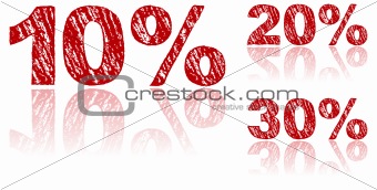 Sale Percentages Written in Red Chalk - Set 1 of 3