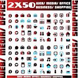 Hundred vector Icons for Web Applications. Web, medical, media, 