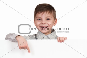 Boy with white board