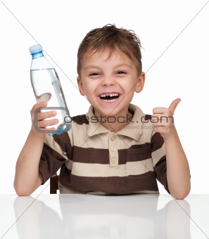 Boy with a bottle of water
