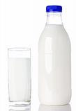 Milk in a glass and bottle