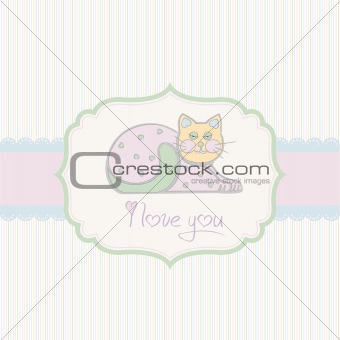 cute love card with cat