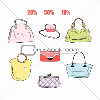 different handbags
