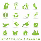 Green eco icon set