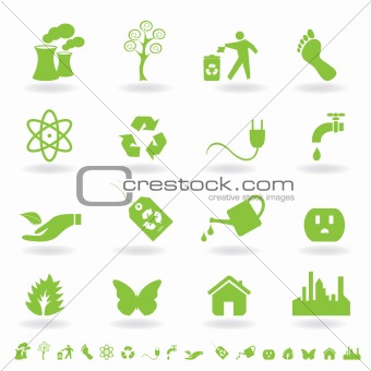 Green eco icon set