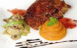 Ribs with Vegetables and Sweet Potato Puree