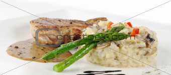 Risotto, Asparagus and Meat 