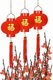 Chinese prosperity lanterns and plum blossom 