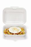 Fried rice and egg in Styrofoam box 