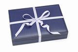 Blue gift box with ribbon 