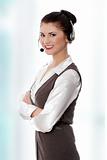 Call center woman with headset. 