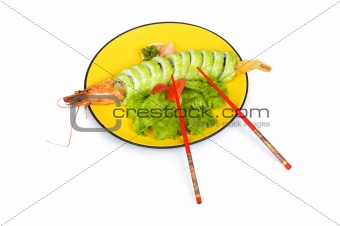 Sushi and crab isolated on the white background