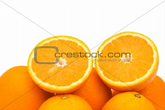 Fresh oranges isolated on the white background