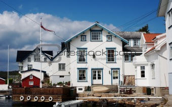 White Wooden Houses in Lyngor, Norway