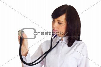 Female doctor isolated on the white background
