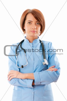 Young doctor isolated on the white background 