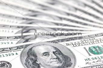 Hundred dollar banknotes - shallow depth of field