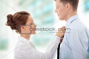 Knotting the necktie