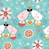 floral pattern with lovers mice