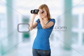 Teen girl with binocular