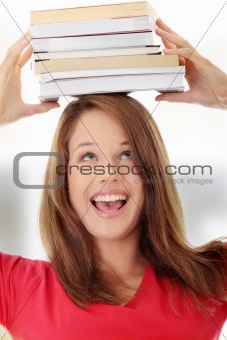 Young caucasian woman (student) 