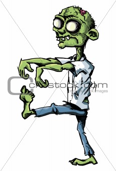 Cartoon zombie isolated on white