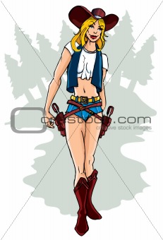 Cartoon cowgirl in sexy outfit