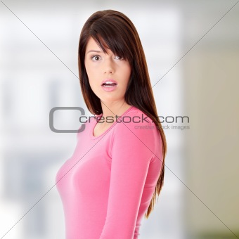 Young shocked woman