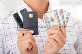 Credit card and cash