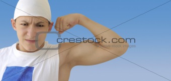 Funny guy with big muscles