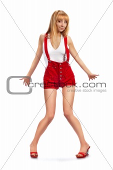 pin-up girl in red shorts