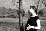 pregnant happy woman & autumn
