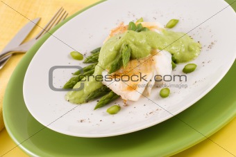 Cod and asparagus