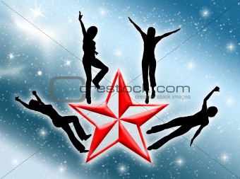 Happy woman on the star