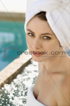 Woman in towel.