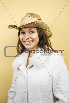 Woman in straw hat.
