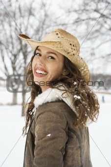 Woman in cowboy hat.