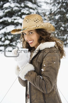 Woman in snow.