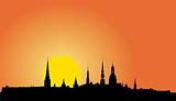 Old Riga panorama silhouette