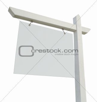 Blank Real Estate Sign Isolated on White Background.