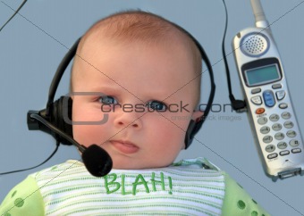 Baby with a headset
