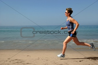 Exercising on the beach