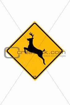 deer crossing sign isolated on white