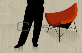 Man Standing with Chair