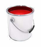 Bucket with red paint