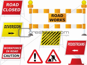 road works signs