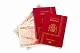 Two Spain passports and money