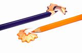 Sharp Pencils - Orange and Purple isolated on white background, 