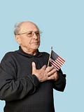 Senior man with american flag