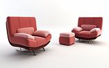 couple red armchairs